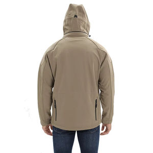 Chaqueta Softshell a prueba de viento de lona impermeable con capucha personalizada para hombres Senderismo Tallas grandes con opciones de logotipo frontal - Product Image 3