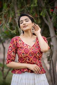 Conjunto de 2 piezas formado por falda y Top, para mujer, Georgette, lucknosi, espejo de papel, trabajo, dos piezas, fiesta, Club, ropa dividida - Product Image 6