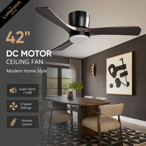 42 Inch Low Profile <b>Ceiling</b> Fan with <b>Light</b> and <b>Remote</b>, Flush Mount Quiet DC Motor Fan for Living Room Bedroom - Product Image 1