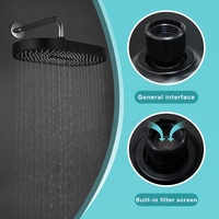 Noir 12 pouces ovale pluie pommeau de douche plafond montage mural tête douche cascade grande couverture 360 degrés Rotation pour salle de bain