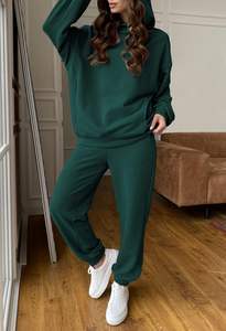 ชุดวอร์มสตรีทสูทสำหรับผู้ใหญ่ผ้าคอตตอน100% ลำลองสีพื้นชุดวอร์มสำหรับผู้หญิงสินค้ามาใหม่ - Product Image 5