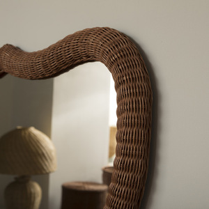 Espejo de Pared de Ratán Natural Hecho a Mano, Marco Curvo de Mimbre, Decoración Boho para el Hogar, Espejo Colgante para Sala de Estar o Dormitorio - Product Image 4