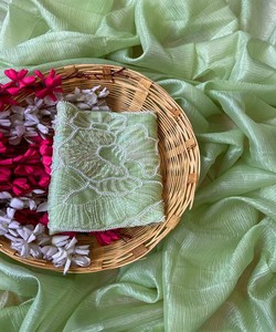 LO ÚLTIMO SUAVE CANDY CRUSH BEADS TRABAJO SAREE CON BLUSA DESCOSTADA USO DIARIO PRECIO AL POR MAYOR ROPA ÉTNICA VERDE - Product Image 4