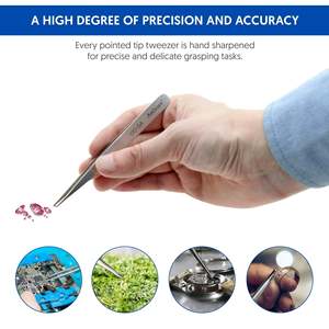 Herramienta de Precisión de Grado Industrial y para Bricolaje de 4 1/2 Pulgadas Pinzas de punta recta con mango de acero inoxidable, punta puntiaguda, paquete múltiple de 25 piezas - Product Image 2
