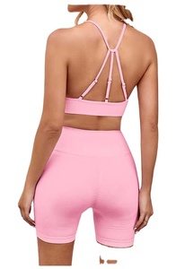 Yoga Set Shorts Breathable Seamless Four-Way Stretch High Waist 2-Piece Activewear Comfortable Flexible Lightweight Perfect Gym - Product Image 2