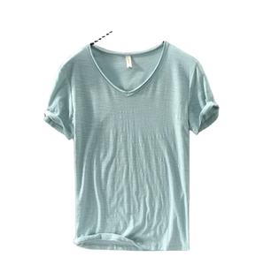 Nueva Camiseta para Hombre, Color Puro, Cuello en V, Manga Corta, Camisetas para Hombre, 10 Colores, Camisetas Ajustadas para Hombre, Ropa Deportiva para Hombre - Product Image 2