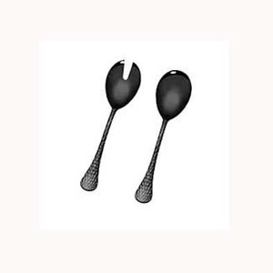 Ensemble de couverts en acier inoxydable portable couverts top vente noir mat poli avec manche martelé court cuillère à soupe et à salade - Product Image 1