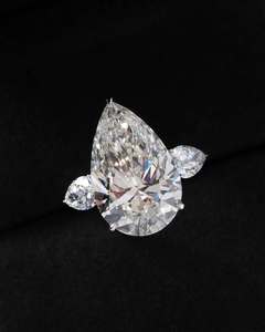 Bague en moissanite de 5 carats à trois pierres en forme de poire, argent sterling 925, luxe unique pour les femmes, vente directe d'usine - Product Image 5