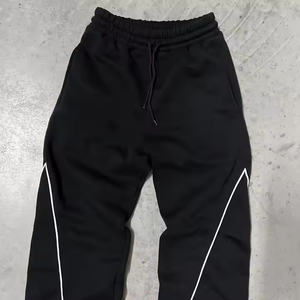 Nuevo estilo serigrafiado con cremallera lateral 100% algodón francés Terry cordón holgado pantalones de chándal Acampanados para hombres - Product Image 5