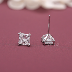 IGI Certified Lab Grown Diamond Princess Cut Stud <b>Earrings</b> S925 Sterling Silver Square Solitaire Diamond <b>Earrings</b> - Product Image 6