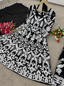 Femmes belle dernière Designer Sharara costume Palazzo Dupatta indien pakistanais lourd Faux Georgette tissu mariage et fête porter - Product Image 2