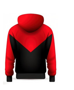 Men's Color Blocking <b>Hoodie</b> Regular Fit Knitted Casual Sweatshirt <b>Red</b> Black Design Autumn Wear - Product Image 2