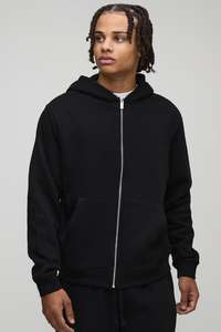 Hombres Heavyweight 450g 100% Algodón Cremallera Color Negro Sudadera con capucha Personalizado Cualquier logotipo Invierno Casual Streetwear - Product Image 4