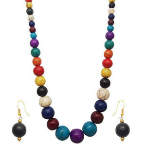 Beadside Antique <b>Gold</b> Plated Multicolour Beads Necklace <b>Set</b> 1106611 for Fashion <b>Jewelry</b> enthusiasts - Product Image 1