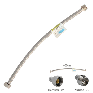 Tubo Flessibile in Acciaio Inox Maschio 1/2 - Femmina 1/2 - 400mm - Product Image 1