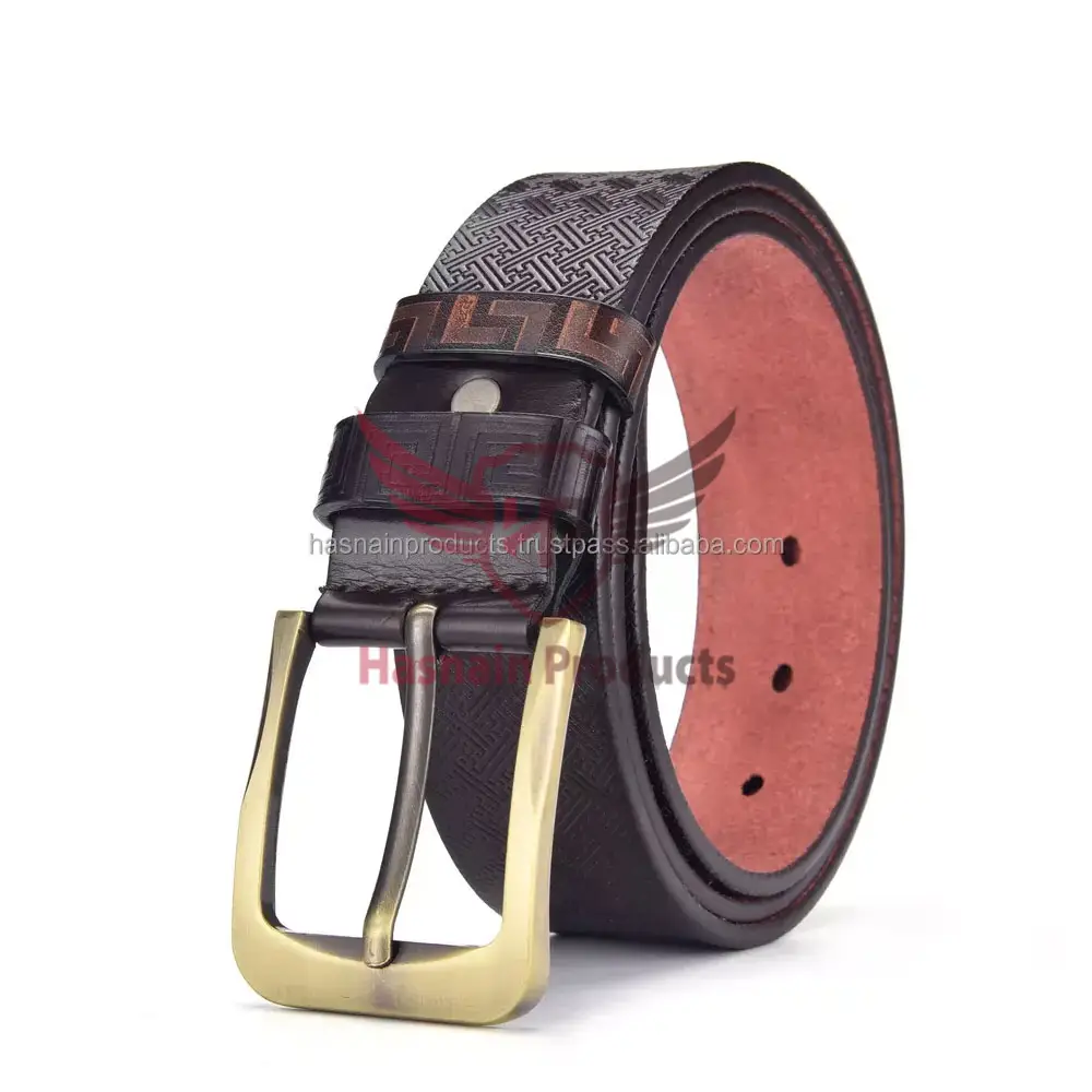 Cinturones de hebilla de metal de estilo occidental de alta calidad al por mayor a precios baratos directamente de fábrica en Pakistán-Cuero genuino