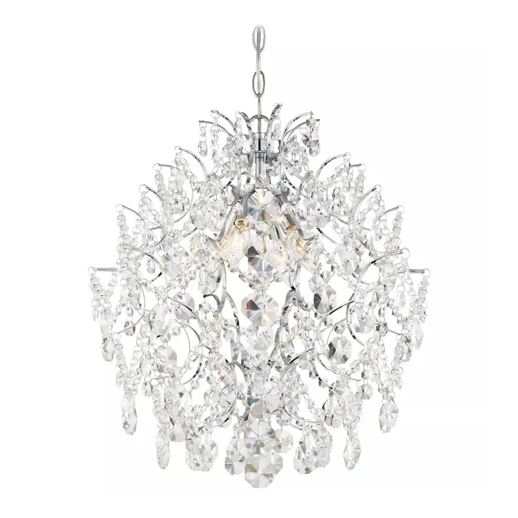 Nordic Ceiling Lighting Chandelier 4 Light 18" Wide Mini Chandelier With Crystal for Living Room