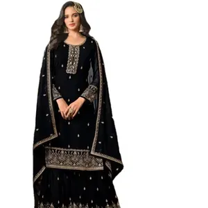 Hint pakistanlı Georgette nakış iş fantezi Salwar Kameez için düğün kıyafeti en düşük fiyata mevcut toplu