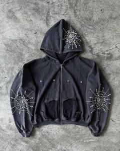 Sudadera con Capucha Bordada con Lavado Ácido Personalizada OEM con Detalles de Piedras, Ropa Urbana Premium, Suministro de Fábrica al por Mayor. - Product Image 5