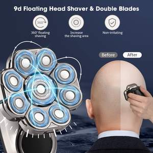 Kit de Afeitado Eléctrico en Seco y Húmedo para Hombres Calvos, Afeitadora Rotatoria con Doble Cuchilla, Recortadora de Pelo Impermeable IPX7 - Product Image 6