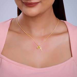 สร้อยคอจี้กางเขนสีทองแบบปรับแต่งเองได้พร้อมโซ่แบบปรับแต่งได้ - Product Image 3