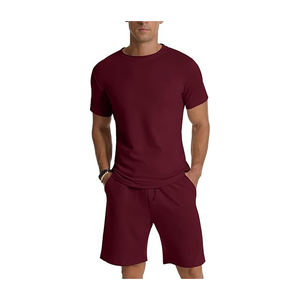 2025 haut hommes 100% coton à manches courtes été survêtement t-shirt et short ensemble avec 2 poches respirant haute qualité Premium - Product Image 6