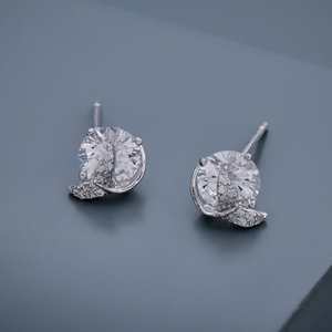 Vintage Trendy 92.5 <b>Silver</b> Earrings 14K Gold Diamond Zircon <b>Studs</b> for Wedding Engagement Party Gold Flower Shape <b>Studs</b> 188353 - Product Image 2