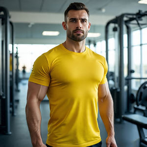 T-shirts de gymnastique pour hommes T-shirts à manches courtes en coton et polyester T-shirts d'été pour hommes de nouveau style pour hommes - Product Image 6