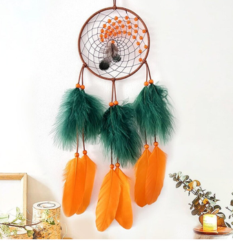 Green Dream Catcher Wall Hanging Orange