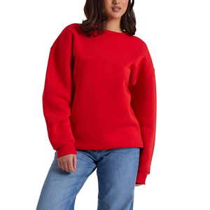 Sudadera con Capucha de Felpa Roja Sólida con Lavado Ácido Estilo Urbano OEM para Mujer - La Mejor Calidad al por Mayor - Product Image 1