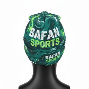 Bonnet pour femme en polyester et élasthanne de qualité supérieure, tissu extensible doux 220 GSM, imprimé vert, logo personnalisé, sublimation jacquard - Product Image 2