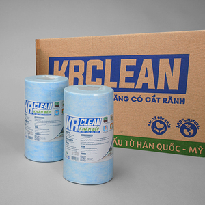 Krclean แผ่นกระดาษ100สีฟ้า20x20ซม. 1ชั้นผ้าเช็ดทำความสะอาดครัวแบบม้วนกระดาษดูดซับสำหรับทำความสะอาดพื้นผิวห้องครัว - Product Image 6