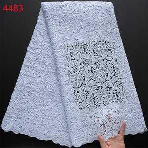 4483 Tessuto in Pizzo Africano di Alta Qualità a Prezzo All'Ingrosso, Pizzo Guipure Bianco Puro, Stili di Tessuto Aso Oke Africano - Product Image 6
