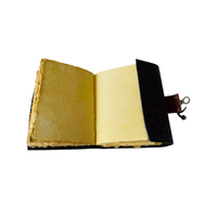 Carnet de rituels Wiccan en cuir véritable vintage classique, fait main, couverture noire gaufrée, papier à bords festonnés, religieux