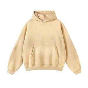 Sweat à capuche pour homme 2025, effet délavé, imprimé graphique éclaboussures d'encre, style streetwear, 100% coton, hiver, effet délavé soleil, 100% coton, hiver - Product Image 2
