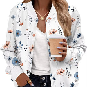 Veste universitaire élégante pour femmes, veste bomber décontractée de baseball, vêtements d'extérieur tendance, vêtements de rue confortables - Product Image 1