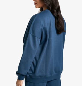 Sweat-shirt pour femme en tricot imprimé long et chaud, à la coupe ample, avec une structure en mélange de coton et de polaire respirant, coupe décontractée - Product Image 5