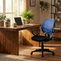 Bleu/noir moderne chaise de bureau ergonomique réglable appui-tête chaise de personnel pivotant Aluminiumpu maille contreplaqué mousse tissu plastique
