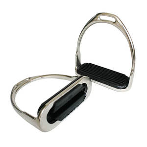 Plancha de estribo de acero inoxidable de alta calidad, diseño tradicional con estribos de seguridad, almohadilla de goma negra plateada para montar a caballo - Product Image 5