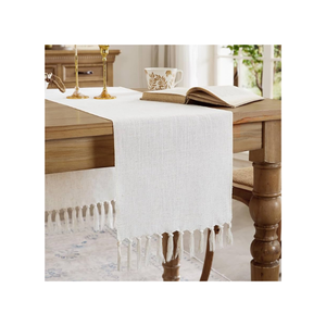 Perfecto para decoración de vacaciones 100% hojas de algodón borde bordado Jacquard camino de mesa 220 GSM 108 pulgadas India FedEx DHL certificado - Product Image 6