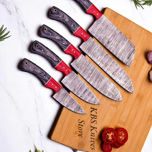 Juego de cuchillos de chef de Damasco de 5 piezas hechos a mano, mangos de madera exótica para cocinar en la cocina - Product Image 3