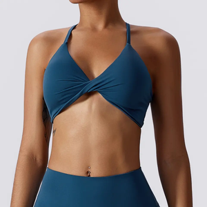 2023 vente chaude femmes Fitness Wear sport soutien-gorge ensemble avant soutien-gorge torsadé avec grande taille léger et respirant caractéristique - Product Image 3