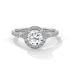 1.0ct Round Brilliant Cut Moissanite Halo <b>Solitaire</b> <b>Ring</b> 925 Sterling <b>Silver</b> Engagement Band - Product Image 3