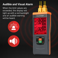 Meter Termokopel Tipe K 4 Saluran Perekam Data Suhu Alarm Visual & Suara Output CSV Dukungan OEM