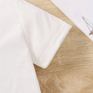 Camisetas de Algodón de Manga Corta con Cuello Redondo, Tejidas y Estampadas al por Mayor, de Alta Calidad, Casuales y Cómodas para Niñas - Product Image 4