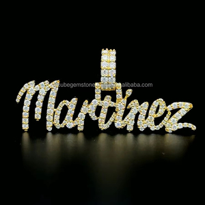 2025 Hip Hop Bijoux Glacé Personnalisé Lettre Pendentif 925 Sterling Silver VVS Moissanite Diamant Numéro Nom Initial Logo Pendentif - Product Image 5