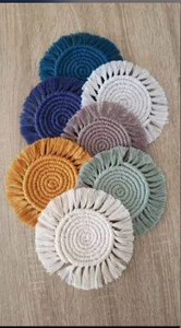 Handmade Modern Square Macrame <b>Coaster</b> - Product Image 4