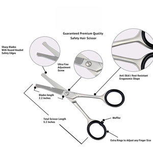 Ciseaux droits d'outil de beauté d'acier inoxydable élevé pour l'application faciale incurvée pointue de coupe d'ongle de cheveux de nez de sourcil - Product Image 3