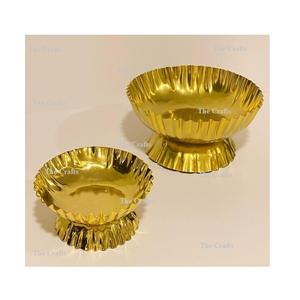 Tazón para servir de Color dorado y hierro con base de madera Servidor de fechas de mayor calidad Tazón de chocolate al mejor precio - Product Image 2