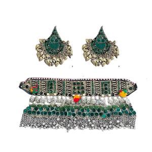 Mode féminine afghane Kuchi Tribal Vintage ensembles de bijoux léger respirant collier boucles d'oreilles pour les mariages dans un motif personnalisé - Product Image 2